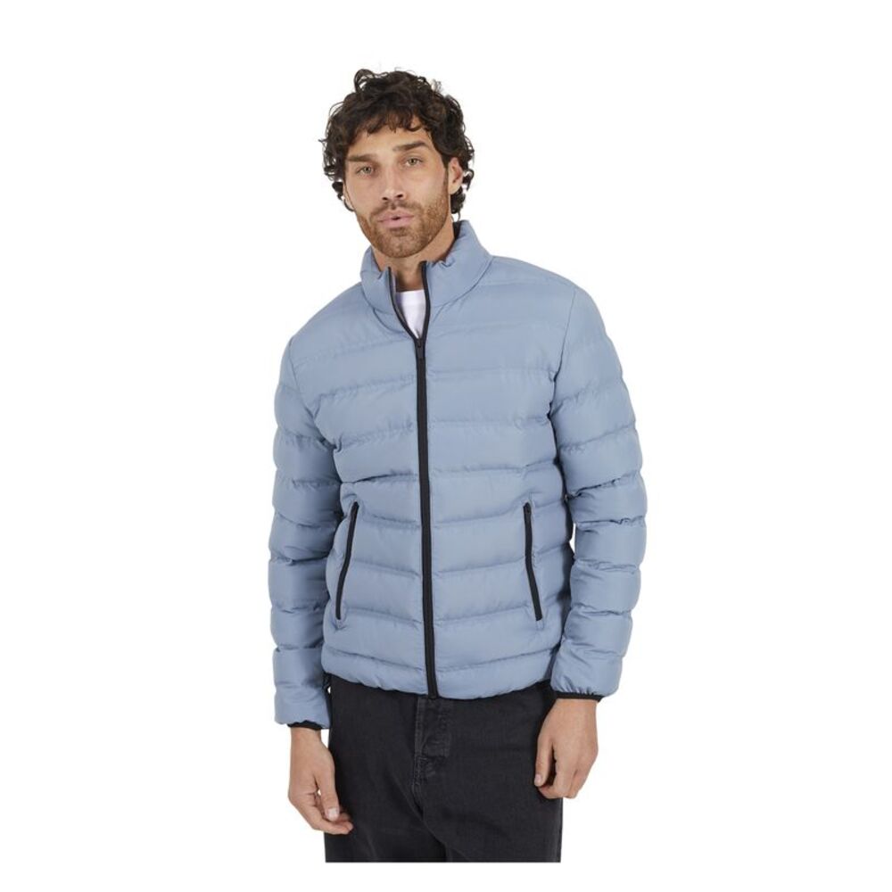 Brave Soul Mens Marley Quilted Funnel Neck Jacket / Blue